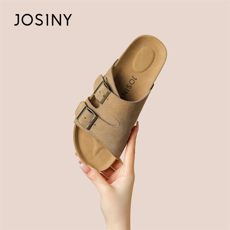 卓诗尼勃肯拖鞋女2025新款夏季外穿平底软底休闲一字运动沙滩凉拖