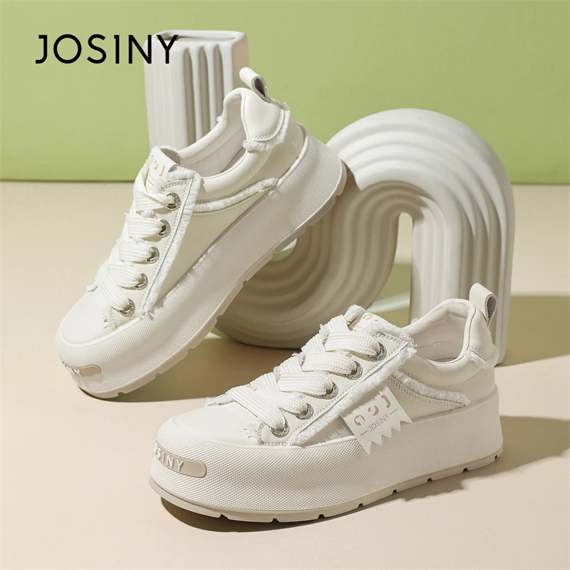 卓诗尼厚底增高时尚白色休闲鞋女鞋2025年秋季新款小众开口笑板鞋
