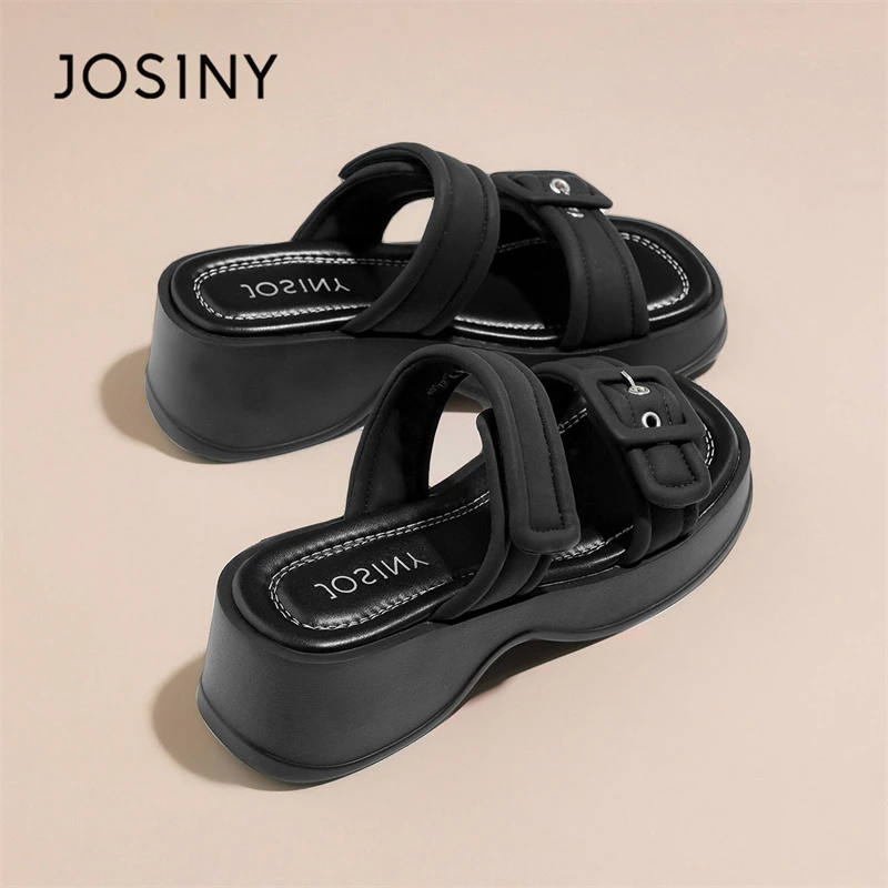 卓诗尼厚底拖鞋女2025年夏季新款魔术贴外穿高级感凉鞋一字拖鞋女