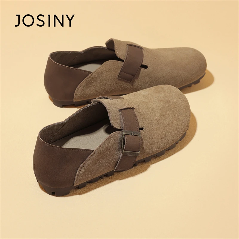 卓诗尼平底单鞋女乐福鞋2025秋季新款一脚蹬勃肯鞋软底豆豆鞋子女