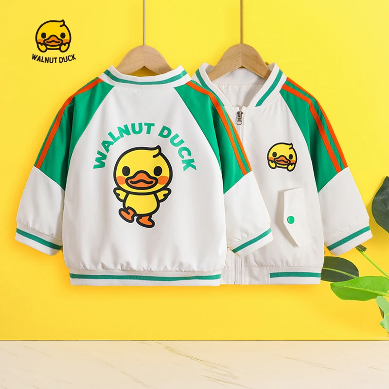 WALNUTDUCK2023春季新款男女童休闲外套  儿童时尚撞色拉链衫6051