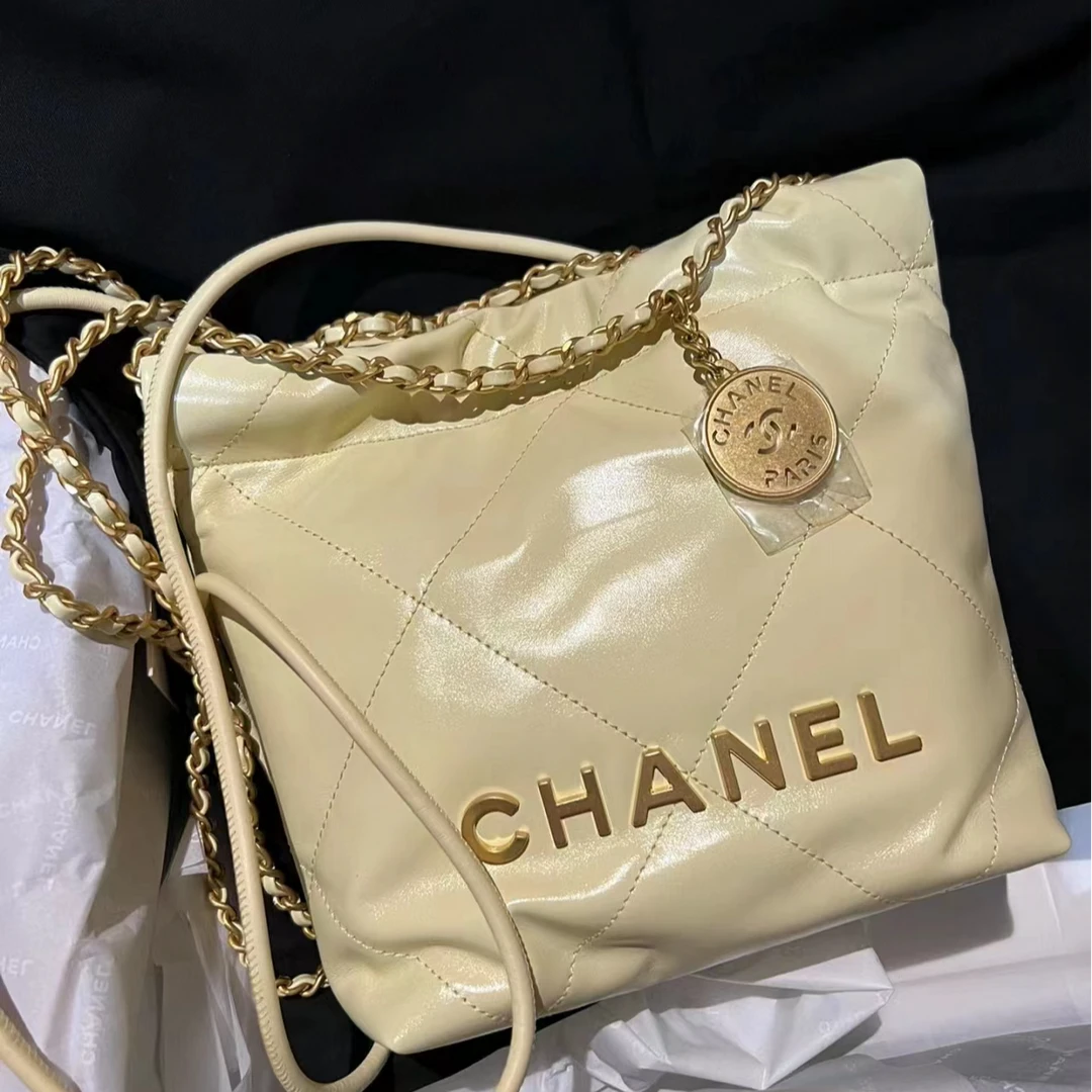 95新 Chanel/香奈儿 青奢荟/小鸡黄迷你垃圾袋斜跨包/60967