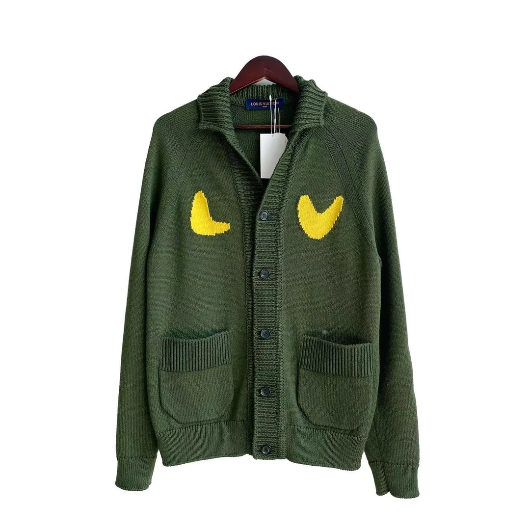 99新 LouisVuitton/路易威登 青奢荟/L码/绿图案针织开外套/37057