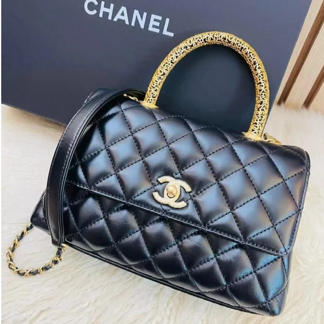 95新 Chanel/香奈儿 青奢荟/憨豆22A金属手柄小号手提包////48763
