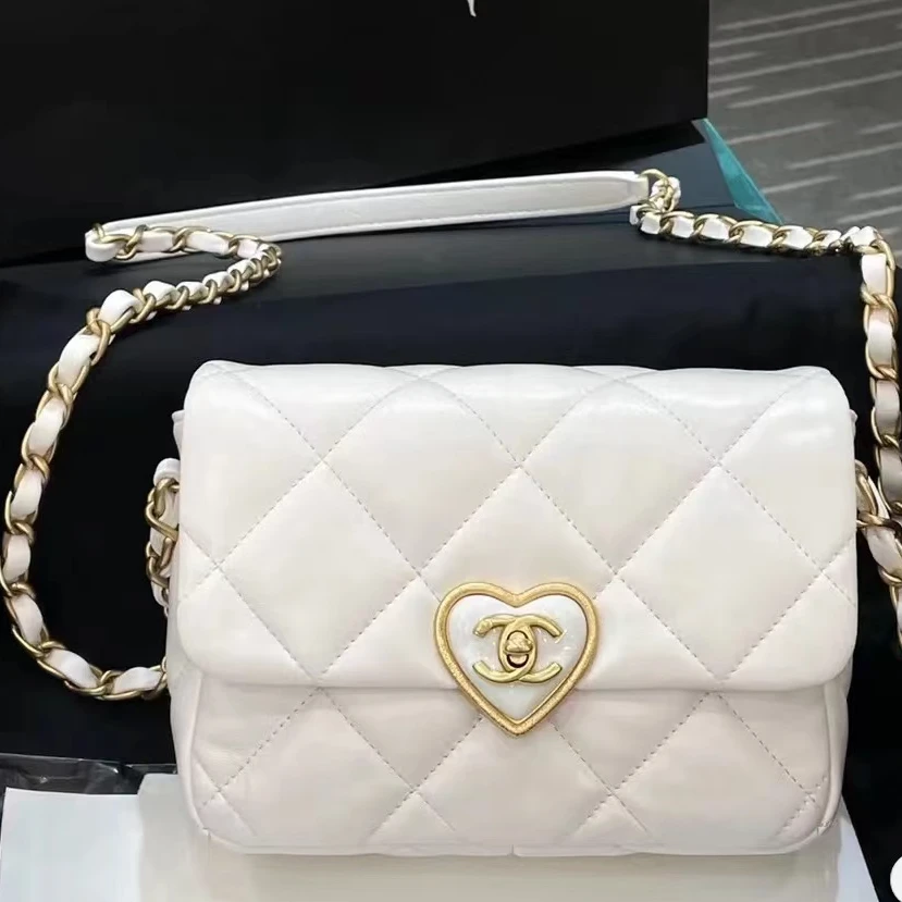 95新 Chanel/香奈儿 青奢荟/爱心白金方胖子斜挎包/////80429