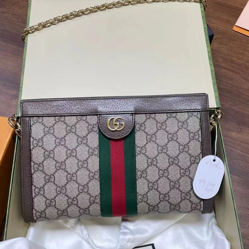 95新 GUCCI/古驰 青奢荟/时尚//老花logo帆布夹子包/62188