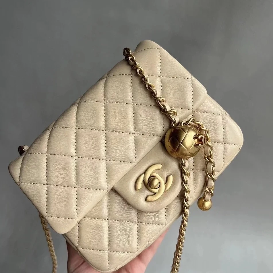 95新 Chanel/香奈儿 青奢荟/经典小金球方胖子斜挎单肩包///31843