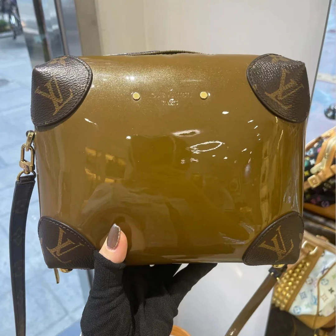 95新 LouisVuitton/路易威登 青奢荟/亮面老花拼色盒子包///46534