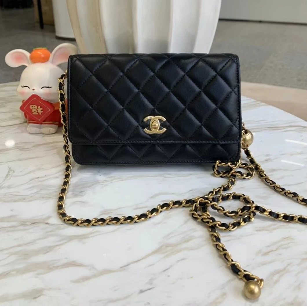 未使用 Chanel/香奈儿 青奢荟/经典25A黑金金球woc链条包/83315