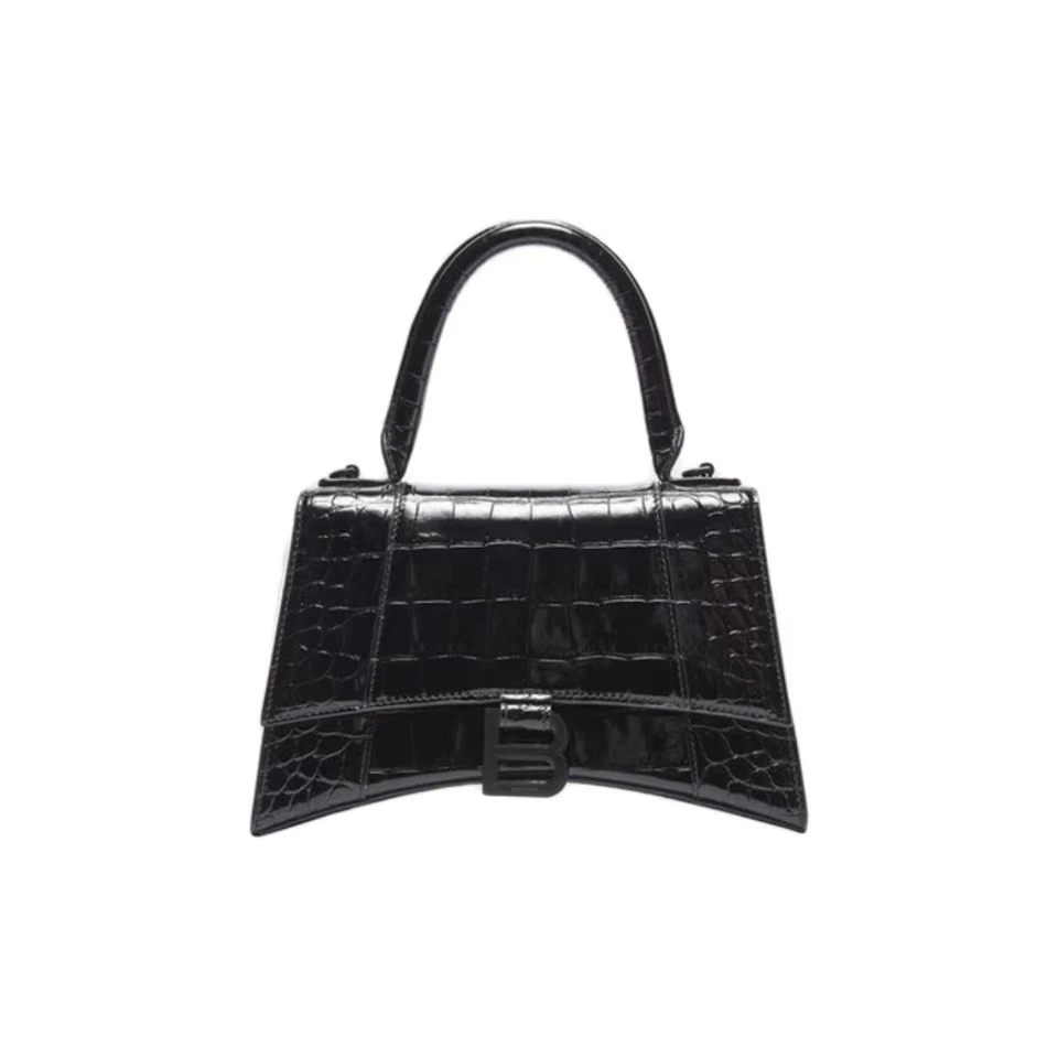 未使用 Balenciaga/巴黎世家 青奢荟/黑色压鳄纹s沙漏/55145