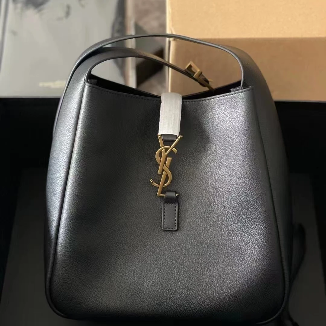 95新 YSL/圣罗兰 青奢荟///黑金hobo手提包包////63563