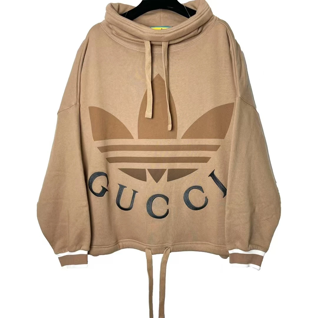 全新未使用 GUCCI/古驰 青奢荟/s码/联名款连帽印花棕色卫衣42899