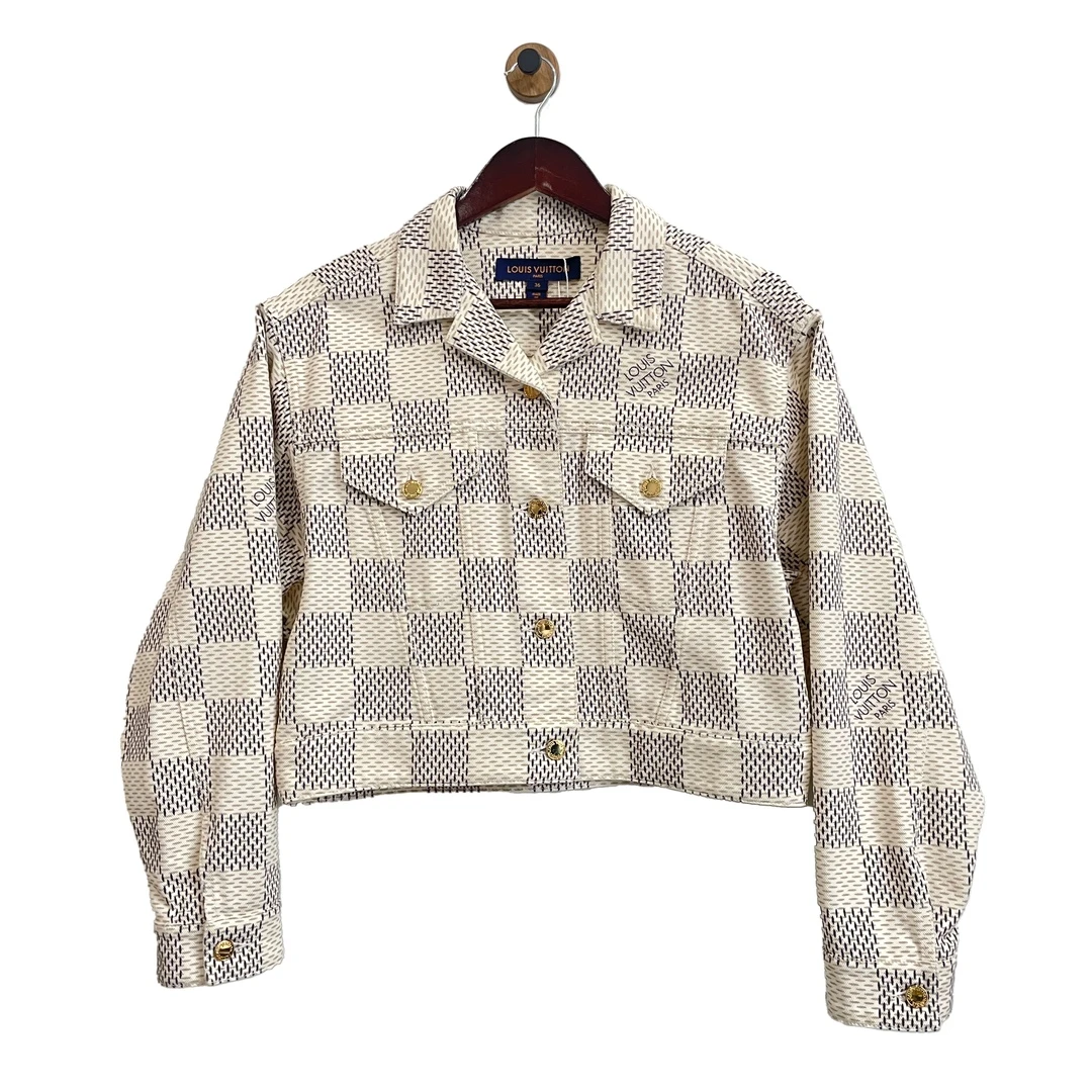 99新 LouisVuitton/路易威登 青奢荟/36码/白棋盘格外套////48959