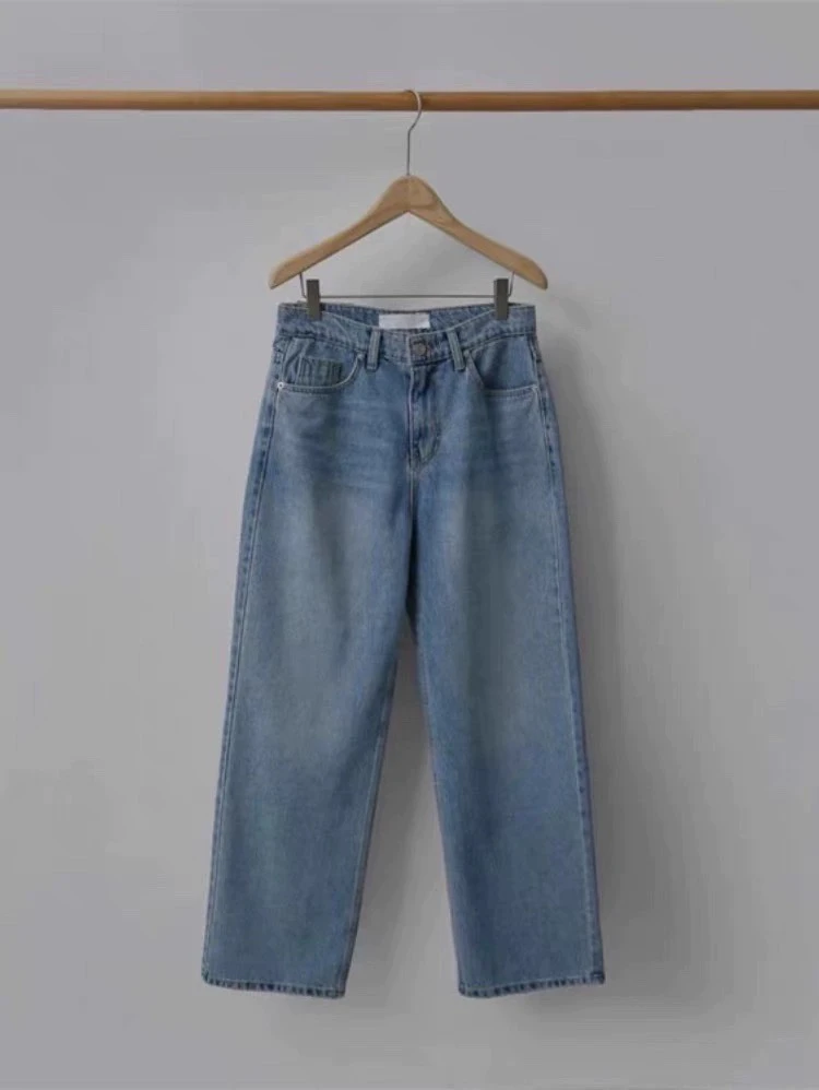 （NO退换）特价mohhe韩国东大门代购2024春款直筒浅蓝色牛仔裤