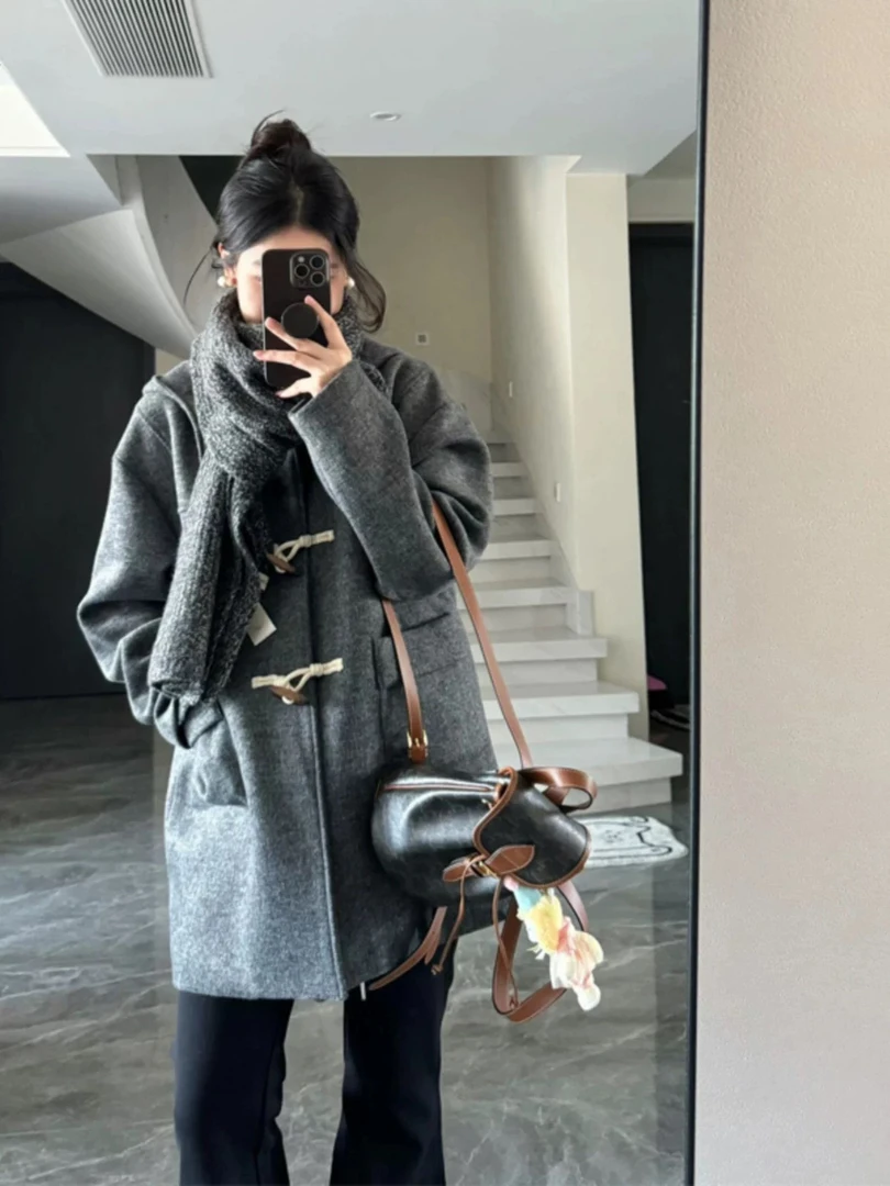 羊毛呢外套冬季中长款时尚韩版双面毛呢大衣