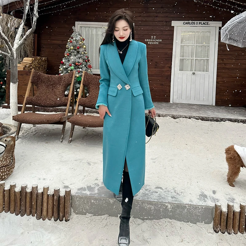 格润雅2024年冬季新款名媛气质外套女时尚收腰显瘦中长款大衣