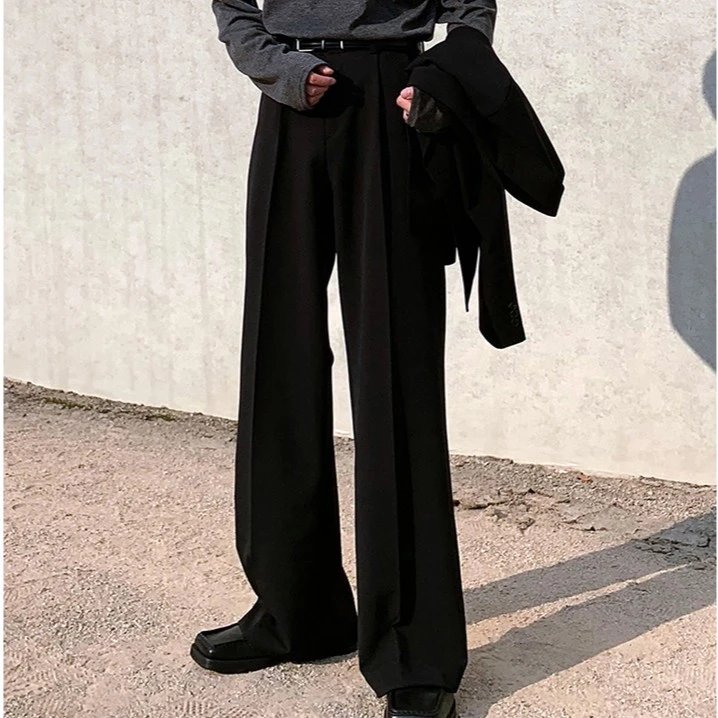 夏季薄款男士西裤潮流百搭休闲直筒高级感痞帅裤子垂坠感宽松长裤