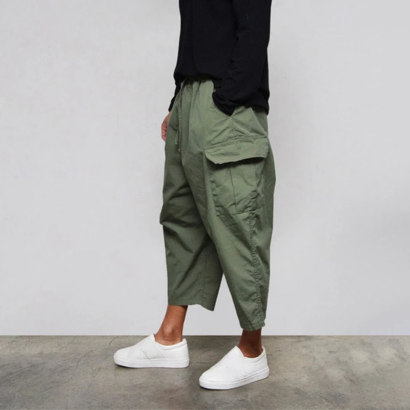 夏季薄款男士军绿色工装美式九分裤潮流百搭宽松显瘦痞帅男款裤子
