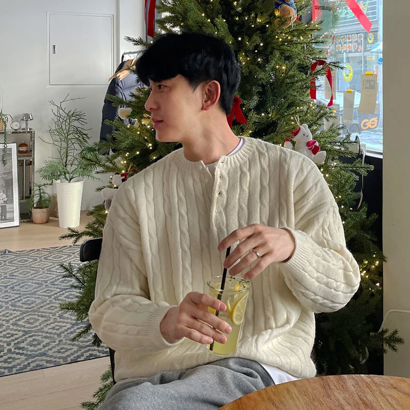 韩系慵懒开衫毛衣男高级质感休闲简约纯色针织衫秋季外套百搭时尚