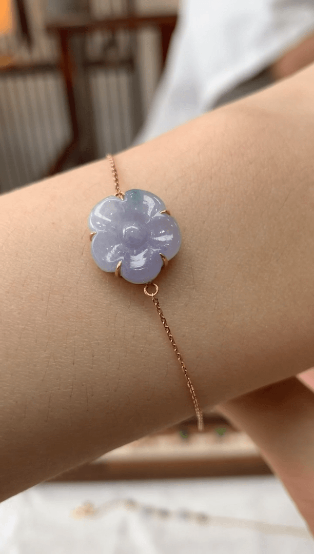 【闪购商品】翡翠手链18K金镶嵌花花