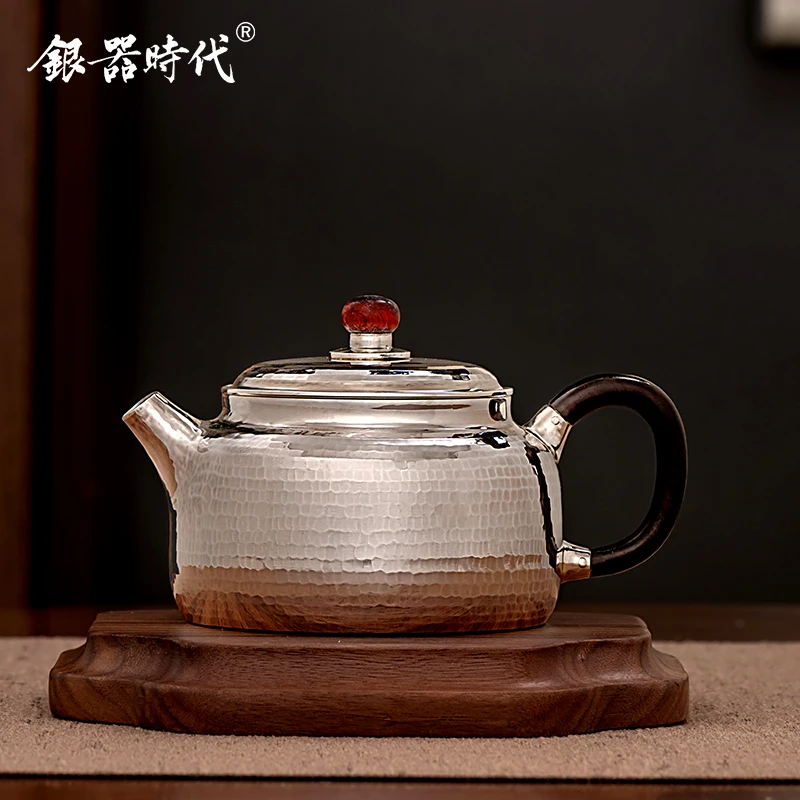 银器时代 银壶足银999泡茶壶德钟银壶复古做旧功夫茶具大容量茶壶