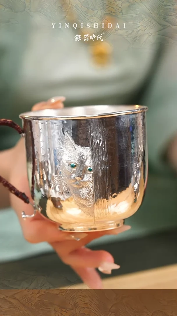 【闪购商品】银器时代足银猫咪马克杯180克400cc