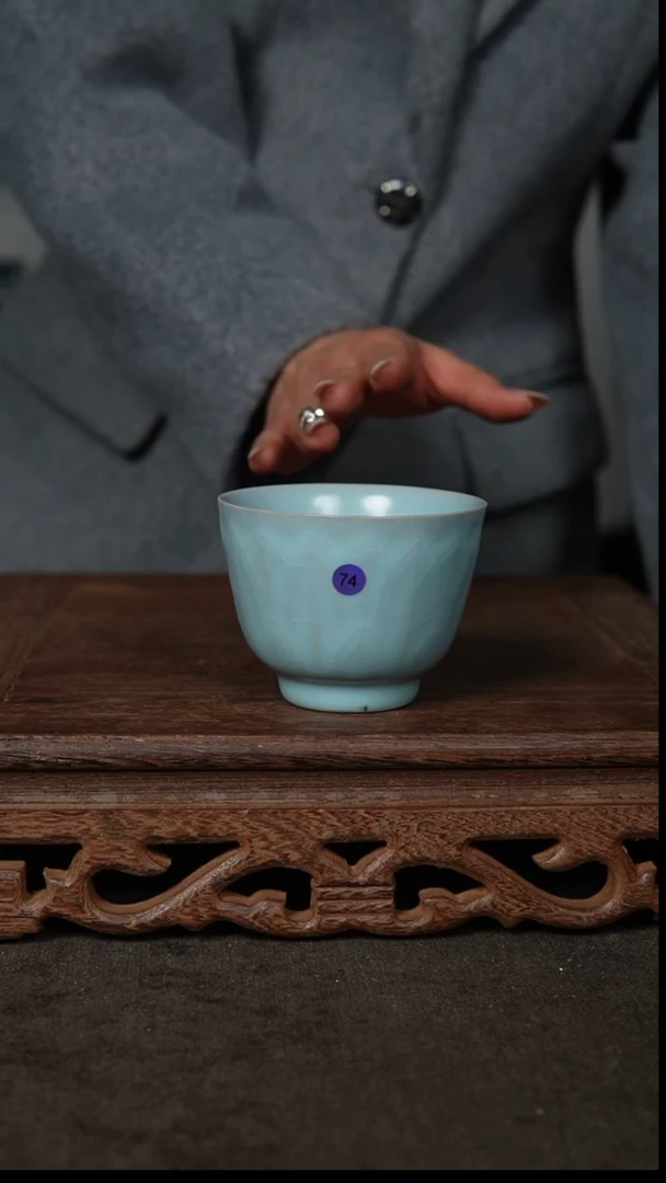 【闪购商品】瓷杯仿古月白莲瓣杯瑕74