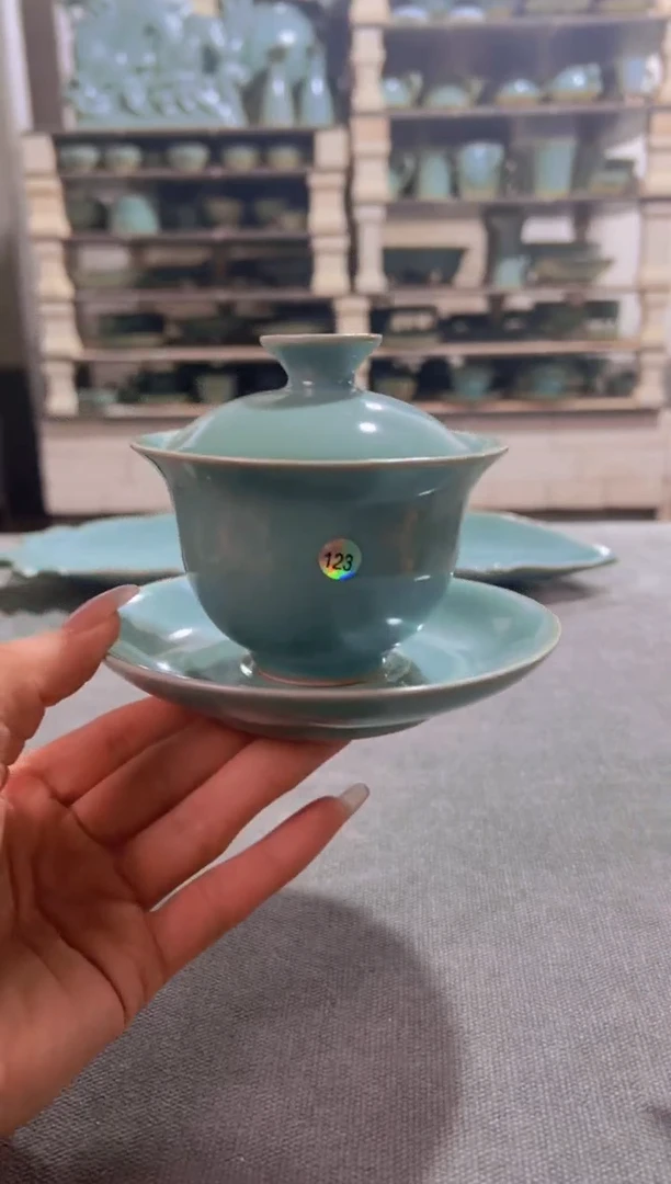 【闪购商品】瓷杯仿古三才元宝盖碗大瑕123