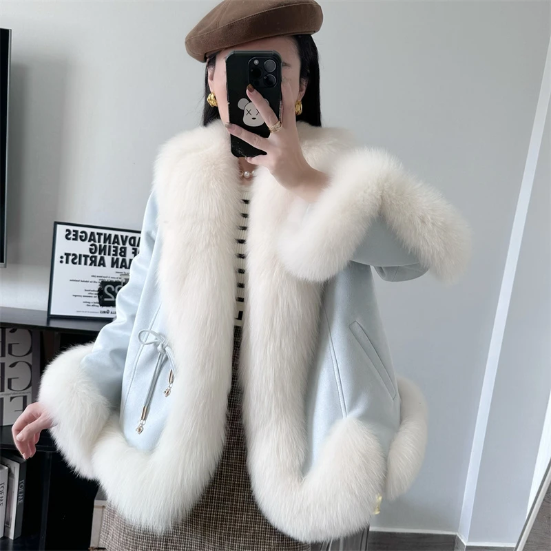 2024冬季新款羽绒棉服爆款加厚毛毛拼接皮草外套时尚轻奢皮毛一体