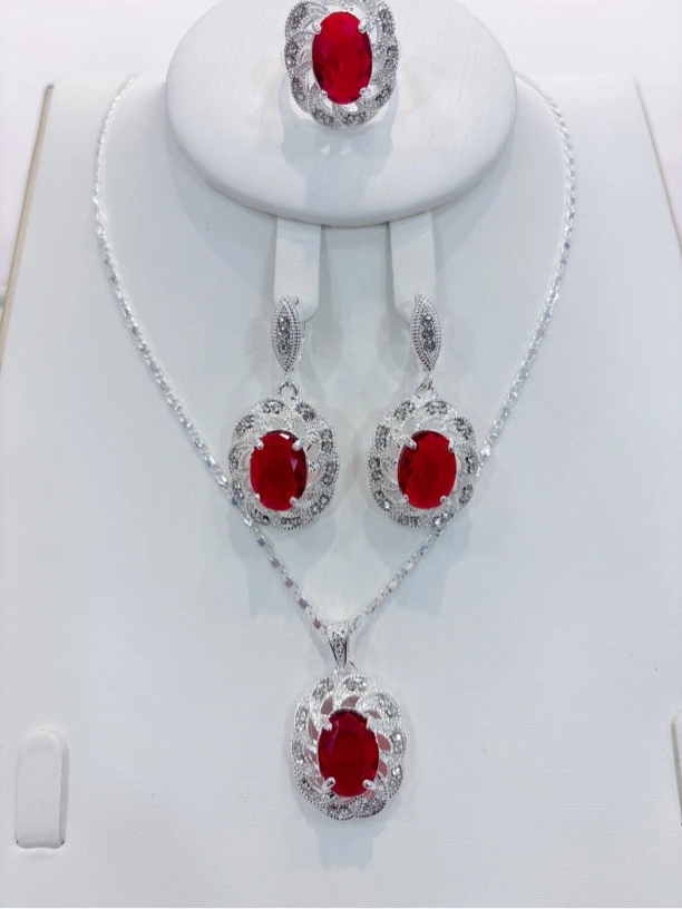 铜合金亚克力耳饰 新款 新疆 民族风 时尚 镀银 三件套首饰