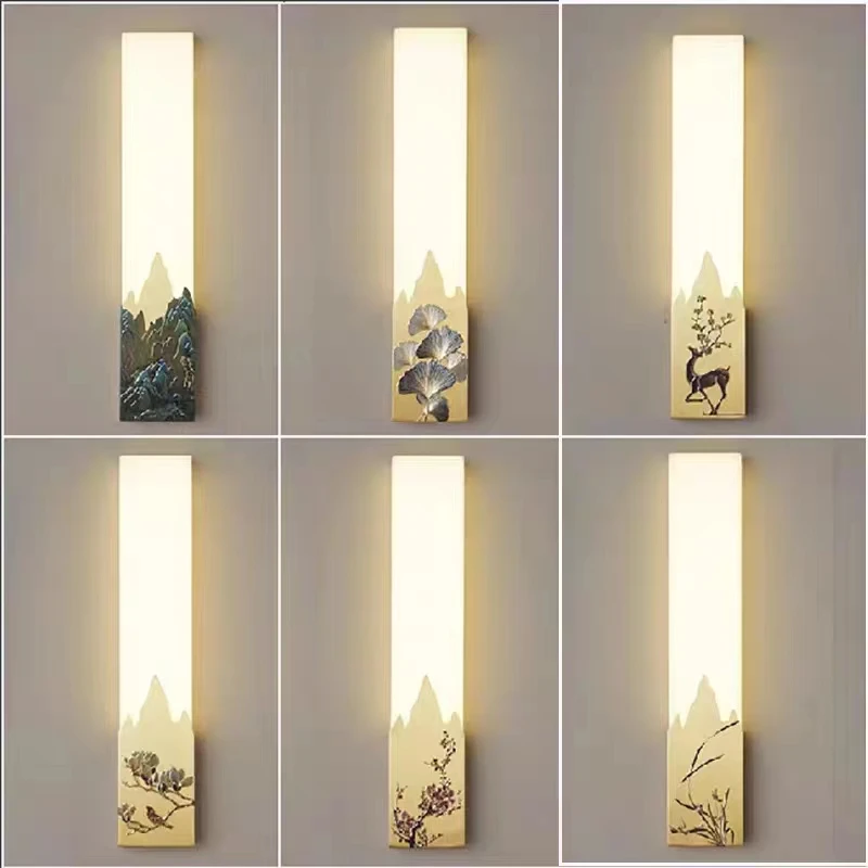 全铜云石新中式壁灯客厅电视背景墙高端云石书房卧室床头别墅灯具