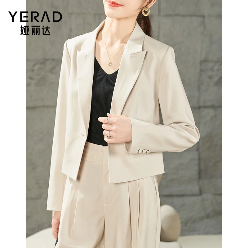 娅丽达韩版小西装女2024春季韩版气质垂顺短款小个子职业西服外套