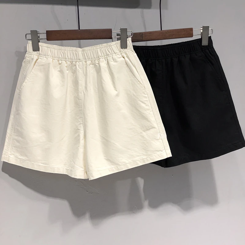 纯色工装短裤女夏季薄款韩版校园风高腰休闲裤宽松显瘦a字阔腿裤