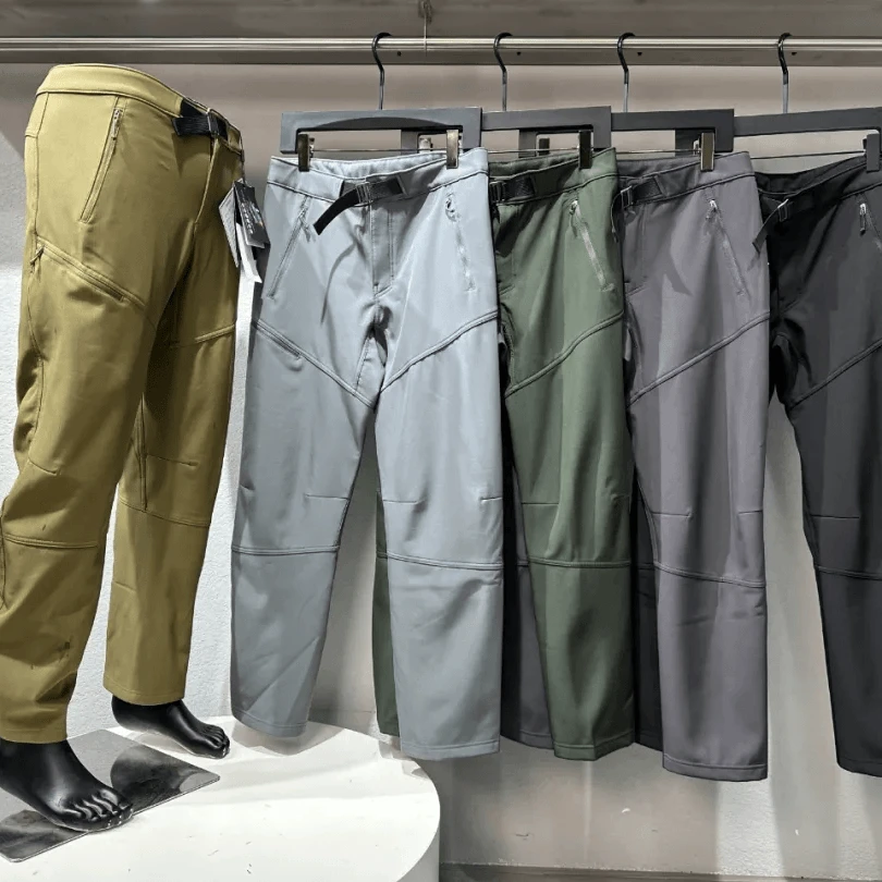 春秋新款户外软壳冲锋裤男女同款防风防水加绒直筒速干耐磨休闲