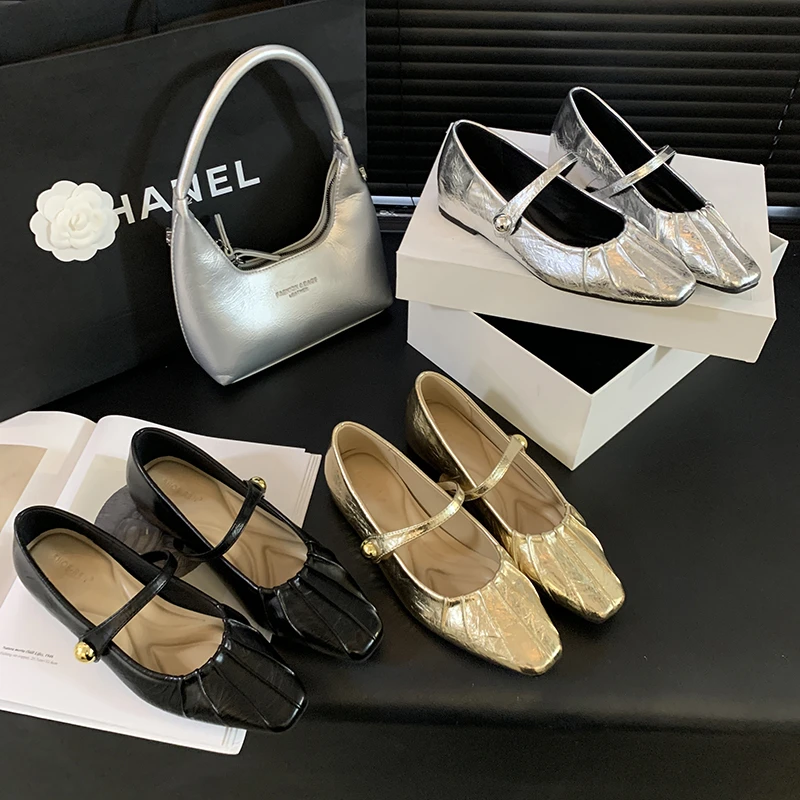 内增高5cm小个子女鞋方头法式2024新款浅口温柔复古百搭单鞋女