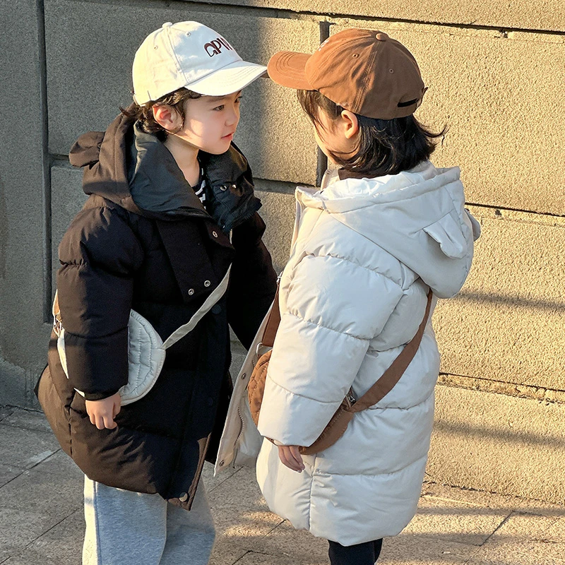 新款儿童保暖棉服男童中长款女童棉衣宝宝冬季加厚外套潮男孩棉袄