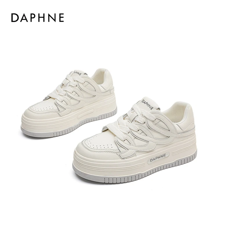 达芙妮厚底板鞋女2025春季新款百搭透气小白鞋女增高运动休闲鞋