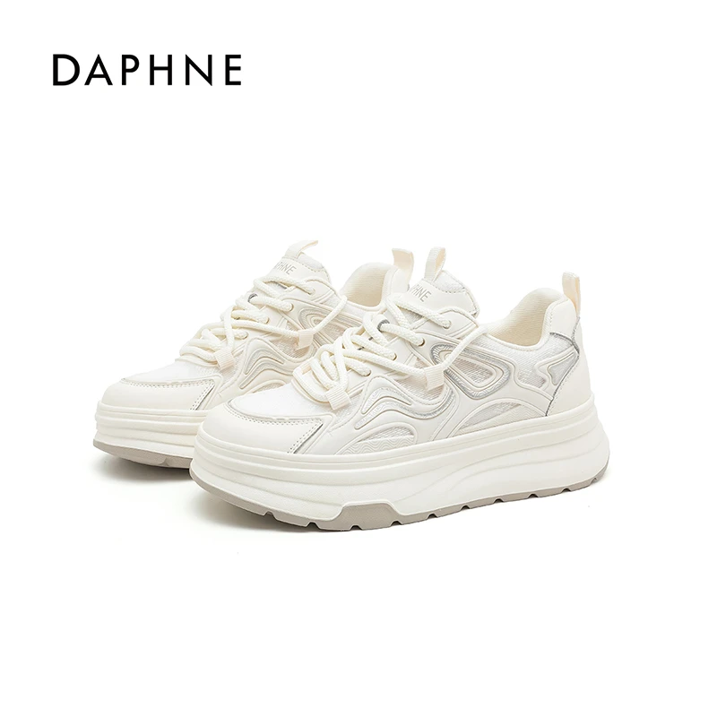 达芙妮厚底小白鞋女2025夏新款增高网面透气休闲鞋百搭运动鞋