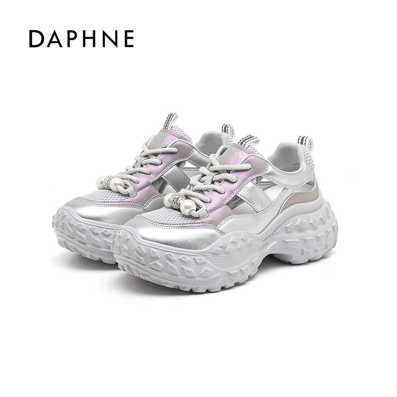 达芙妮百搭休闲老爹鞋女2025夏季新款运动鞋镂空厚底透气凉鞋