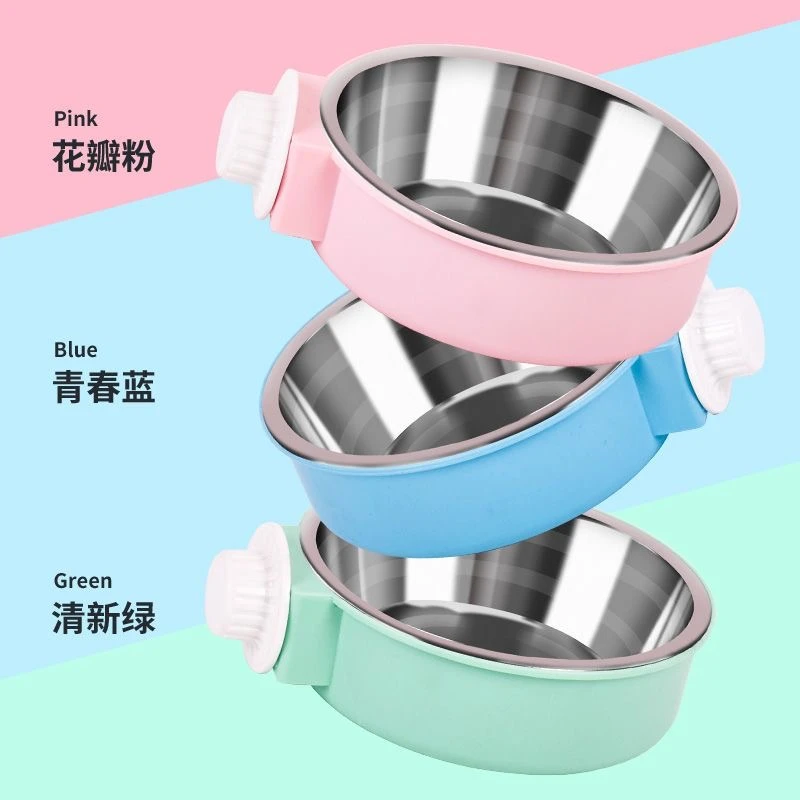 不锈钢可拆狗碗猫碗笼子悬挂固定二合一大号大容量防打翻调节大型