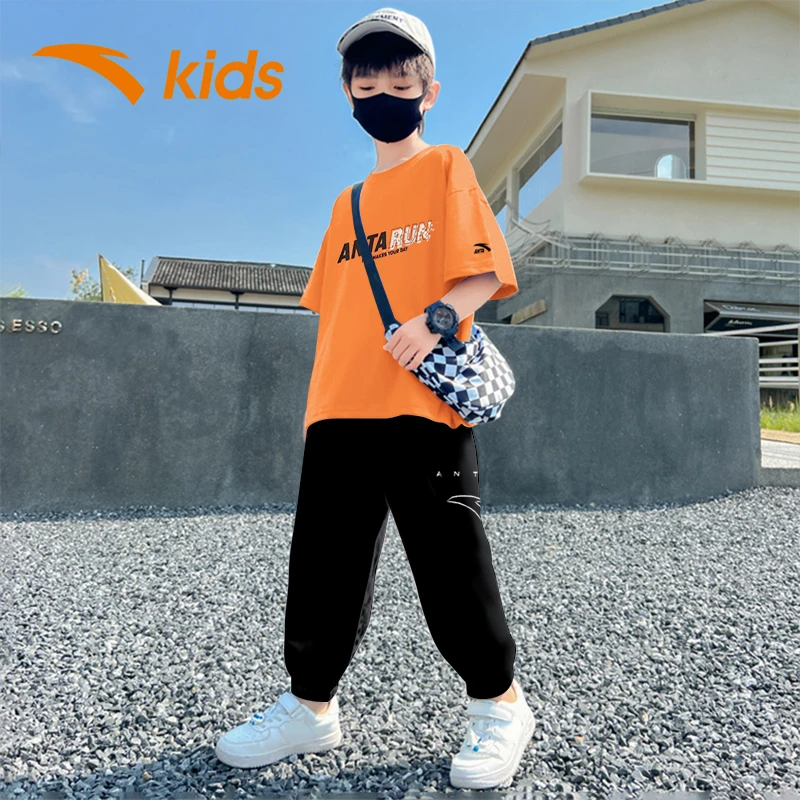 安踏童装儿童短袖T恤男童2025夏季新款中大童速干衣运动薄短T秋装