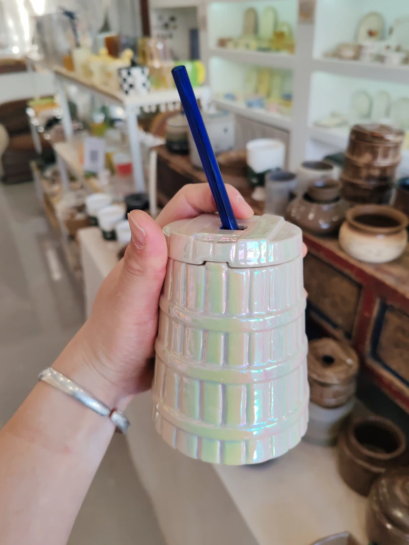 酸奶桶式手握杯（手工陶艺）—暖手杯