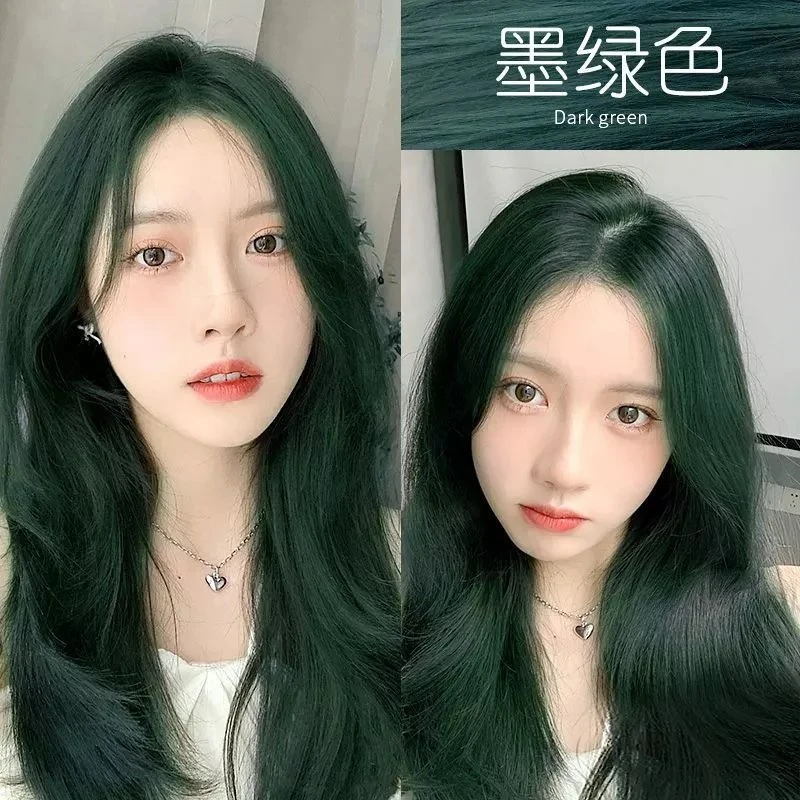 墨绿色染发膏2025流行发色不用漂植物绿色系自己染发剂闷青色减龄