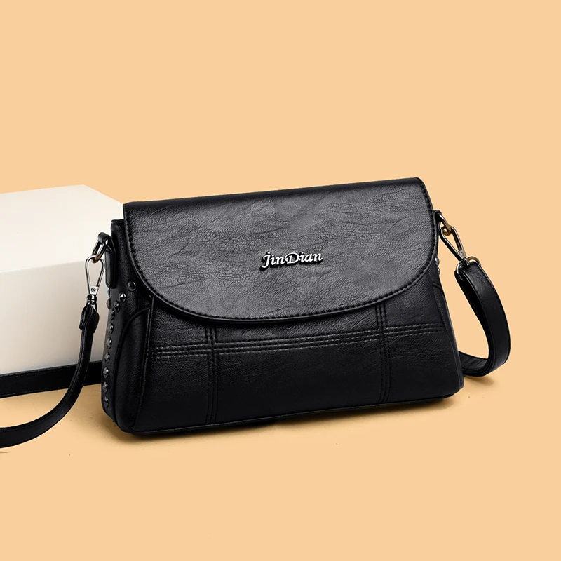 包包女新款时尚斜挎包中年女士妈妈包铆钉百搭单肩手提包女包913