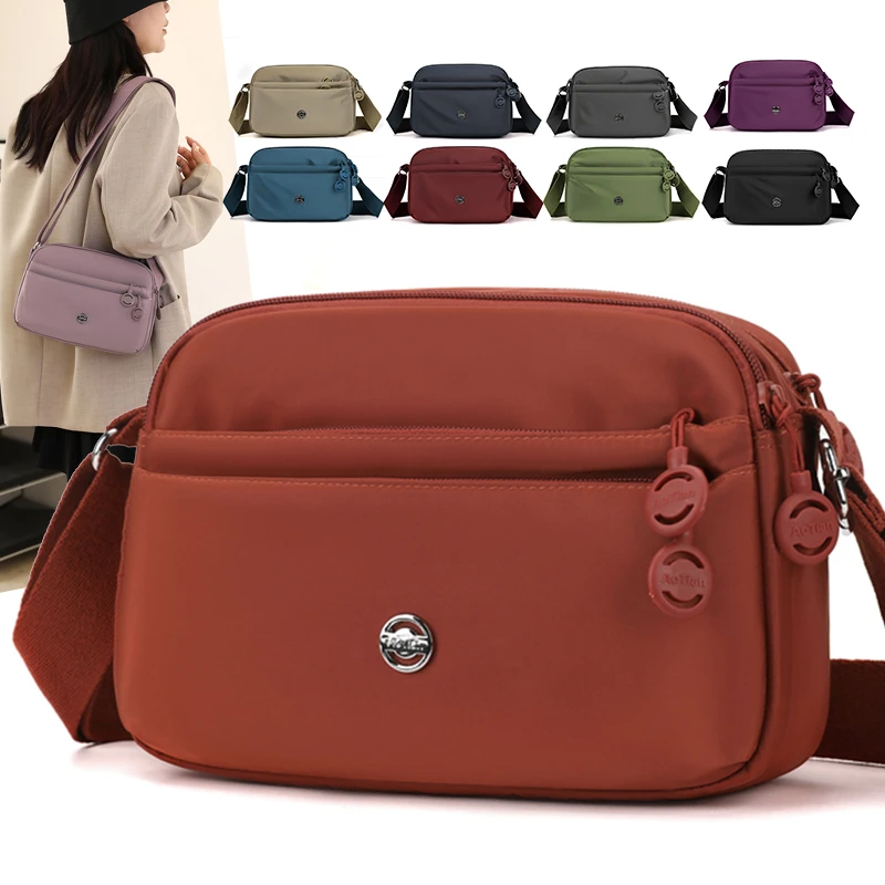 轻便时尚单肩包2025新款女士防泼水牛津布斜跨包多层手机包-65003