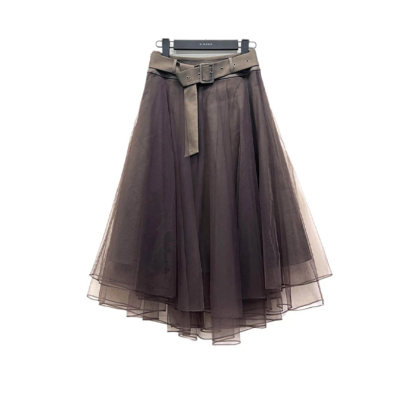 S·DEER圣迪奥时尚气质百搭半身裙长裙纱裙S234Z1102