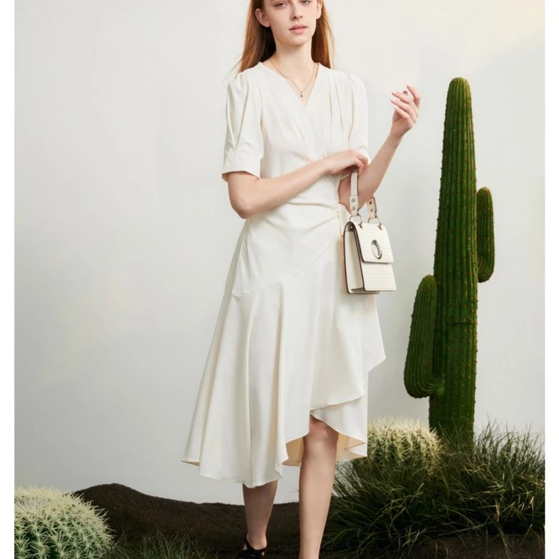 圣迪奥女春秋季气质设计师法式时尚女装新连衣裙S223Z121B