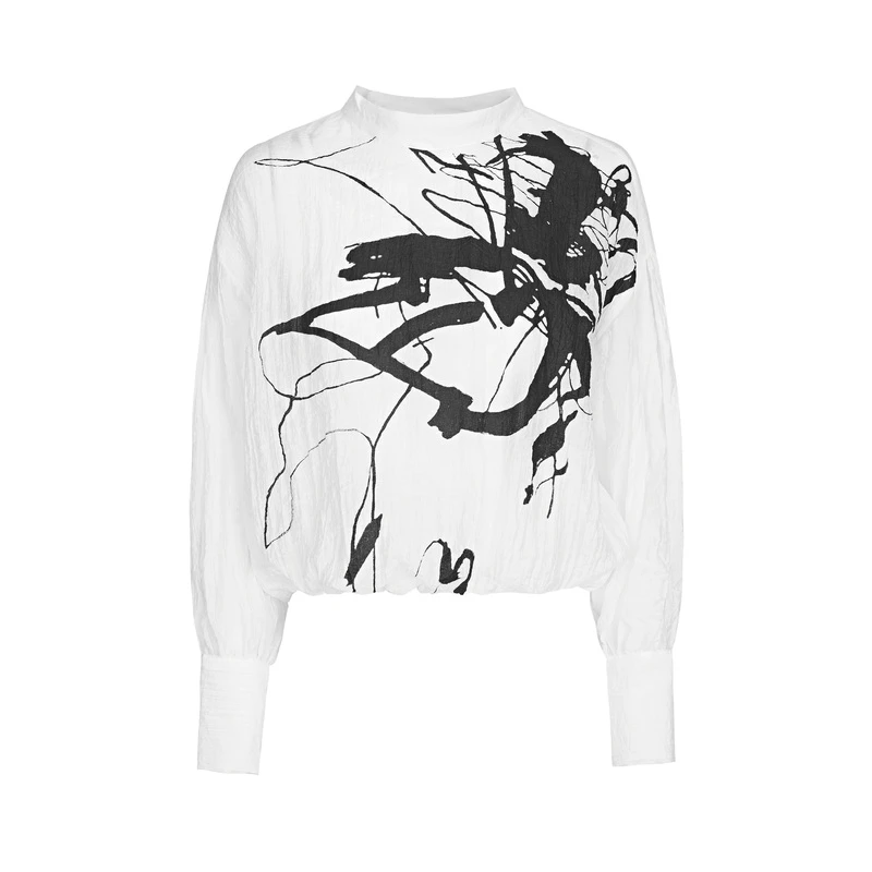 圣迪奥1时尚百搭印花吊带个性拼接假两件百褶衬衫S22180511