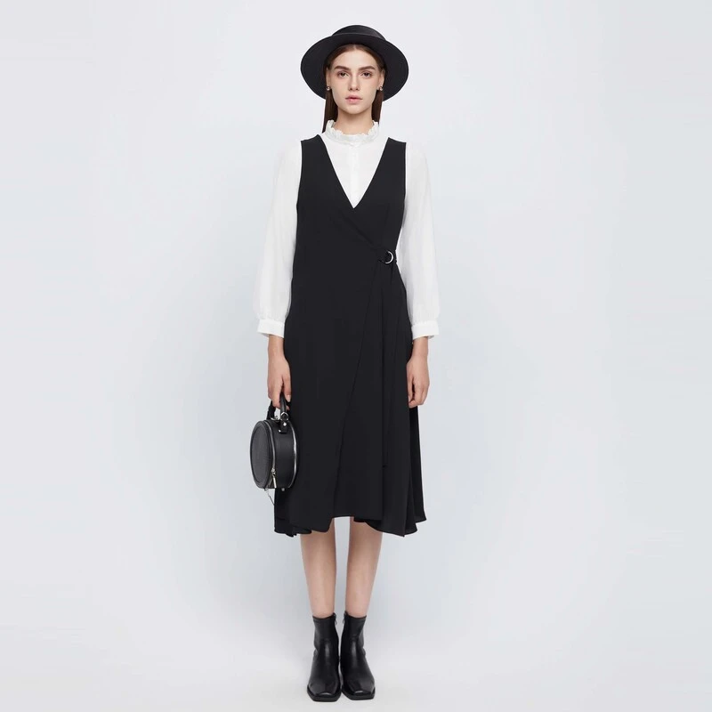 sdeer圣迪奥女装时尚气质显瘦法式收腰网纱泡泡袖连衣裙S24461401