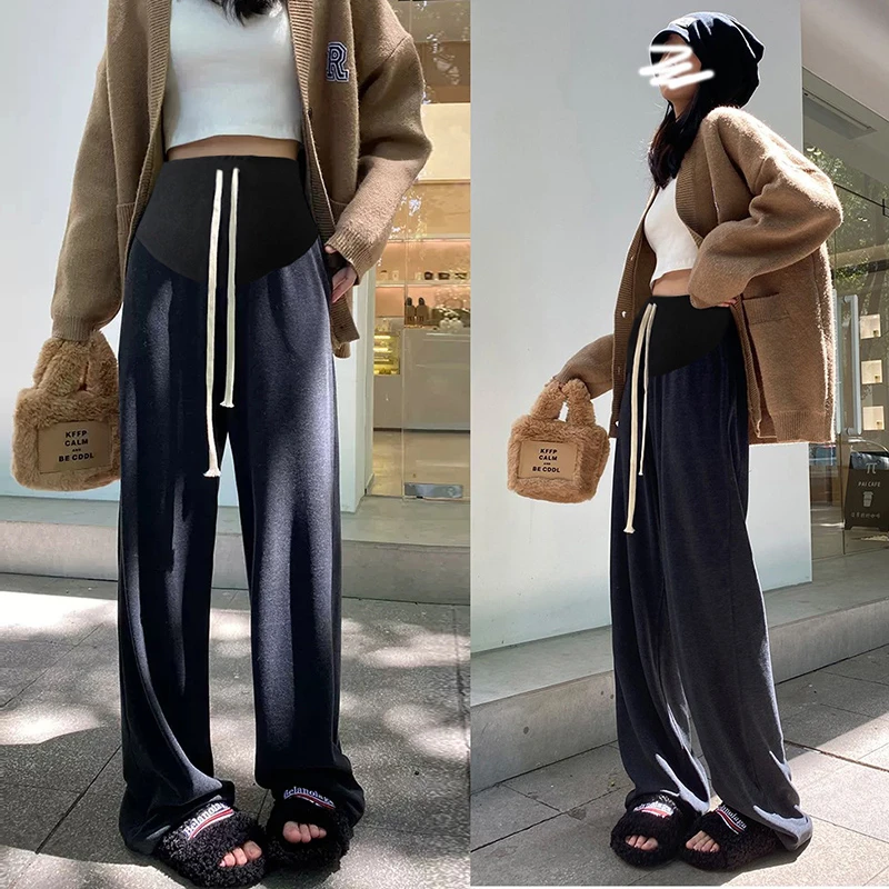 孕妇裤子春秋外穿休闲打底加长裤秋冬装加绒加厚直筒阔腿裤女秋装